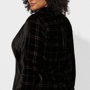 torrid Black Velvet Plaid Button-Up Blouse